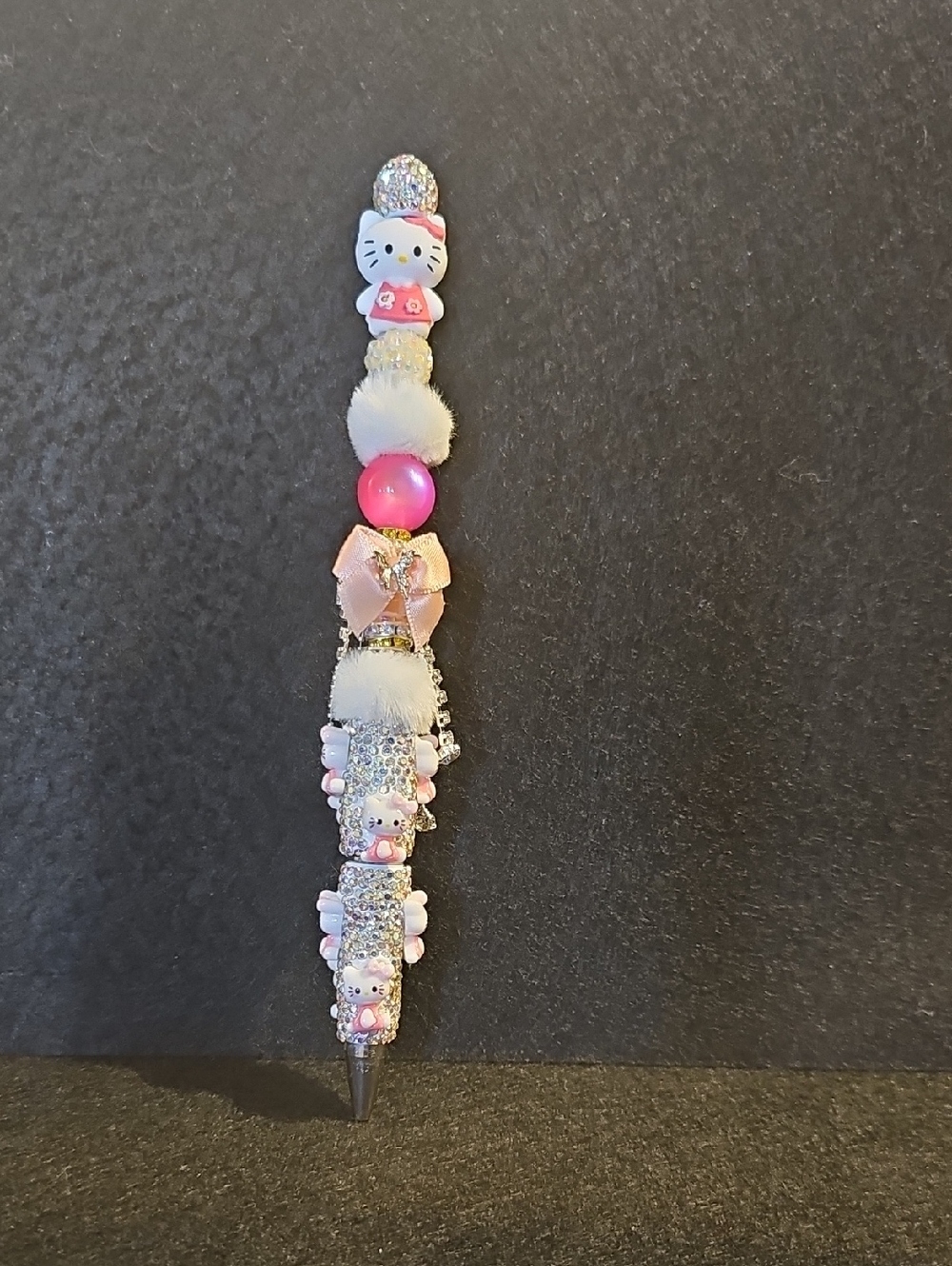 Kitty Pink Beaded Charm Pen - Cute  Accessory